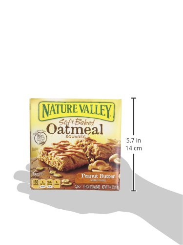Nature Valley Soft-Baked Oatmeal Squares, Peanut Butter Breakfast Snacks, 6 ct, 7.44 OZ