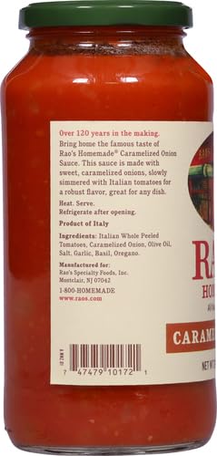 Raos Homemade Caramelized Onion Sauce  24 oz  Caramelized Onion and Tomato  All Purpose  Keto Friendly Pasta Sauce  enhanced Quality Tomatoes from Italy