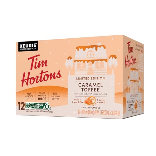 Tim Hortons KCUPs Caramel Toffee Flavored 100% Arabica Coffee, 12 Count (Pack of 1), Model 3202010