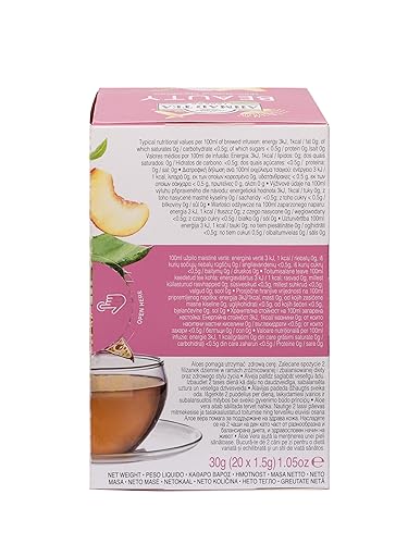 Ahmad Tea Herbal Tea, Decaffeinated Peach & Carob, 20 ct (Pack of 6), Sugar-Free, Beauty Model 2039