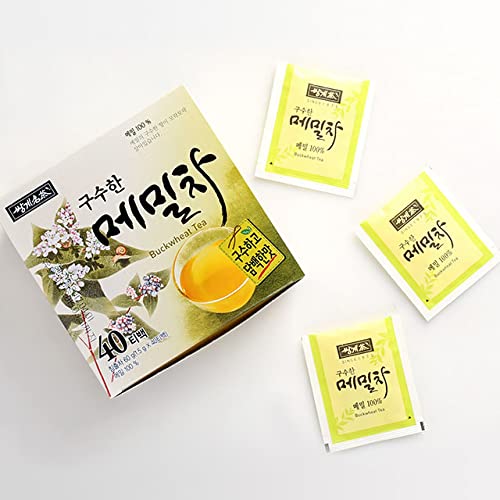 SSANGGYE Buckwheat Tea, Caffeine-free Herbal Tea, 40 Tea Bags, Hot or Cold, Made in Korea