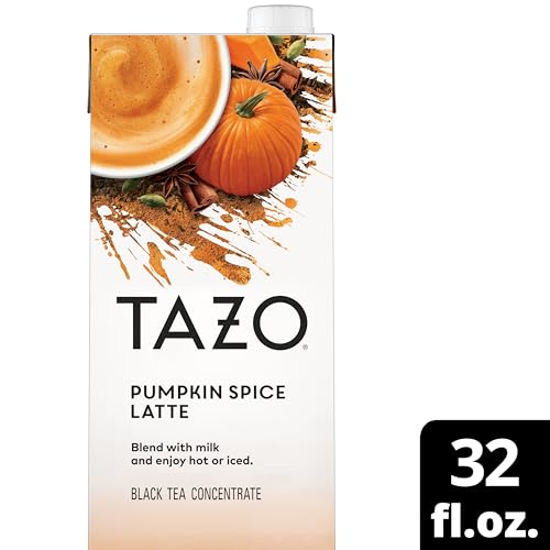 Tazo Pumpkin Spice Chai Latte Concentrate, Easy-To-Serve Chai Tea For Everyday Lattes, Mocktails, Hot Or Iced Tea, 32 Oz Tea Mix