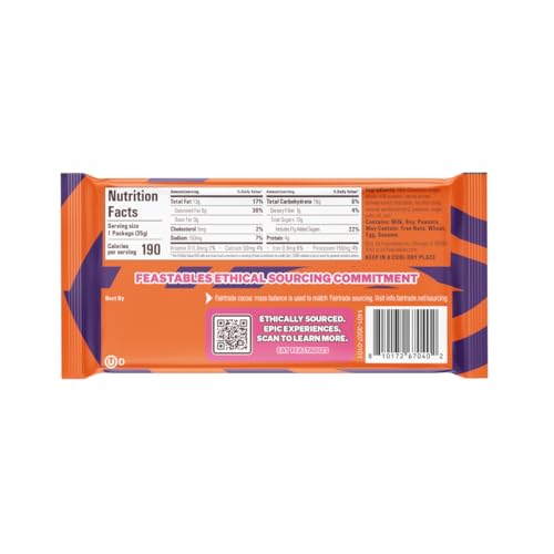 Feastables Mrbeast Peanut Butter Jack-O-Lantern, Milk Chocolate & Creamy Peanut Butter Filling, Cups For Mature-Themeds & Kids, Chocolate Candy For Halloween Snacks, Made With Fairtrade Cocoa, 30 Count