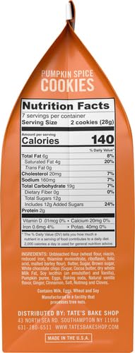 Tates Bake Shop Pumpkin Spice Cookies with White Chocolate Chips, Limited Edition, 7 Oz