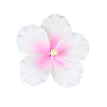 O'Creme Gumpaste Hibiscus Flower Set Of 3 White/Pink - Edible Flowers For Cake Decorating - Sugar Paste Flower Decorations For C