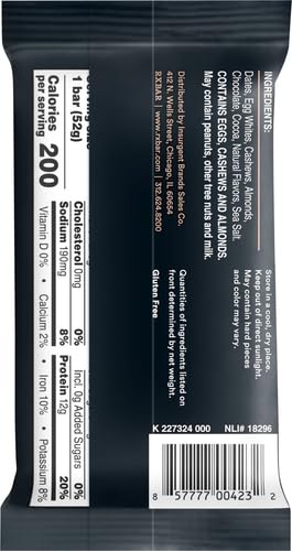Rx Bar Chocolate Sea Salt, Protein Bar, 1.83 Oz, 12 Count