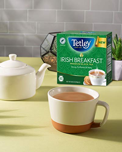 Tetley Irish Breakfast Premium Black Tea, 80 Tea Bags, Rainforest Alliance Certified