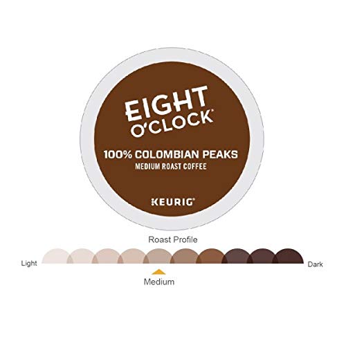 Eight O'Clock Coffee Colombian Peaks, Single-Serve Keurig K-Cup Pods, Medium Roast Coffee, 24 Count (Pack Of 2)