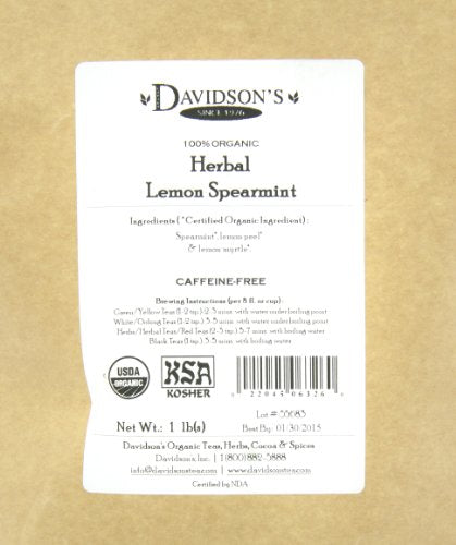 Davidson'S Organics, Herbal Lemon Spearmint, Loose Leaf Tea, 16-Ounce Bag