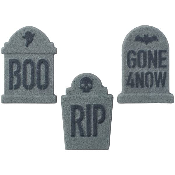 Tombstones Grave Edible Sugar Cake Toppers, 12 Count