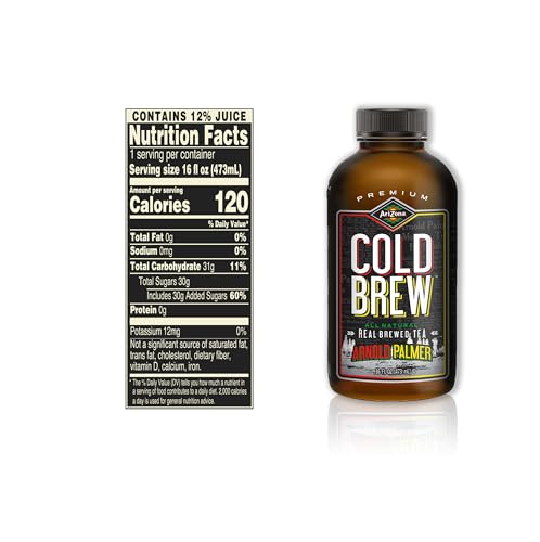 AriZona Arnold Palmer Premium Cold Brew Iced Tea & Lemonade, 16 Fl Oz, Pack of 12 - Refreshing Cane Sugar Beverage