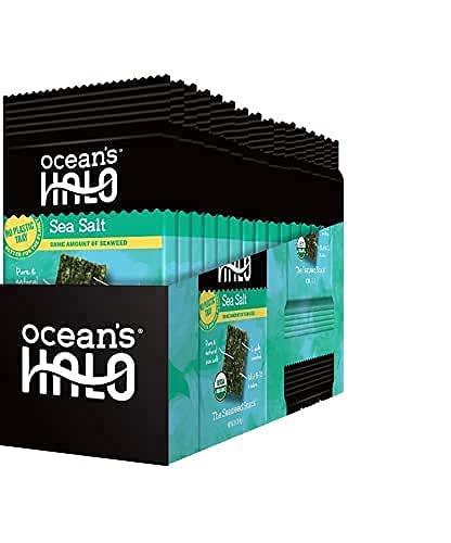 Oceans Halo Trayless Seaweed Snacks (Sea Salt) 1 case of 20 Units - No Plastic Tray
