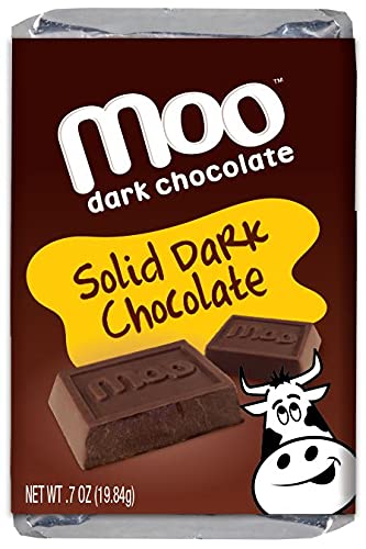 Moo Chocolates All Natural Solid Dark Chocolate Mini Bars 0.7 Oz, 14 Ct (Pack Of 1) | 100 Calorie Snacks For On-The-Go, Lunchbox