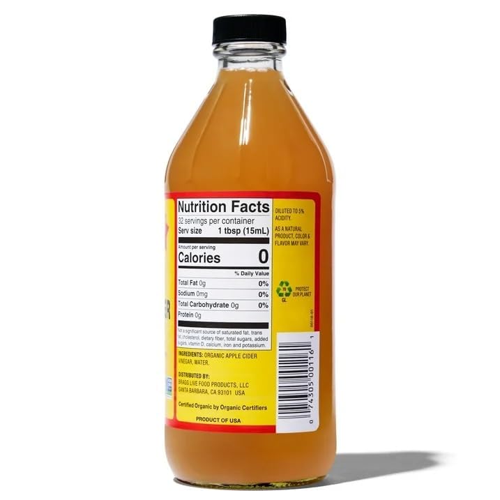 Bragg Organic Apple Cider Vinegar, 16 Fl Oz (Pack of 3)
