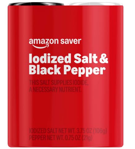 Amazon Saver Iodized Salt & Black Pepper, 4.25 Oz, 10 cm x 8.3 cm x 3.8 cm