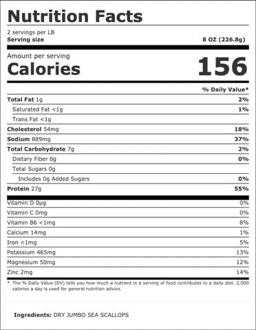 All Fresh Seafood Dry Diver Sea Scallops | Premium Gourmet Seafood | 32 Ounce