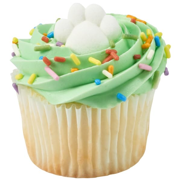 White Animal, Dog Or Cat Paw Edible Sugar Cake Toppers, 24 Count