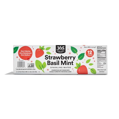 365 by Whole Foods Market, Sparkling Water, Mint Strawberry Basil, 12 Fl Oz