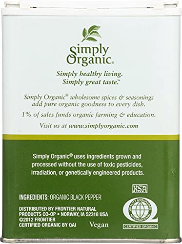 Simply Organic Black Pepper, Certified Organic | 4 oz