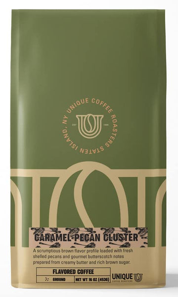 Caramel Pecan Flavored Ground Coffee, 1 Lb (16 Oz) Bag, Medium Roast, 100% Arabica Enhanced Quality Flavor
