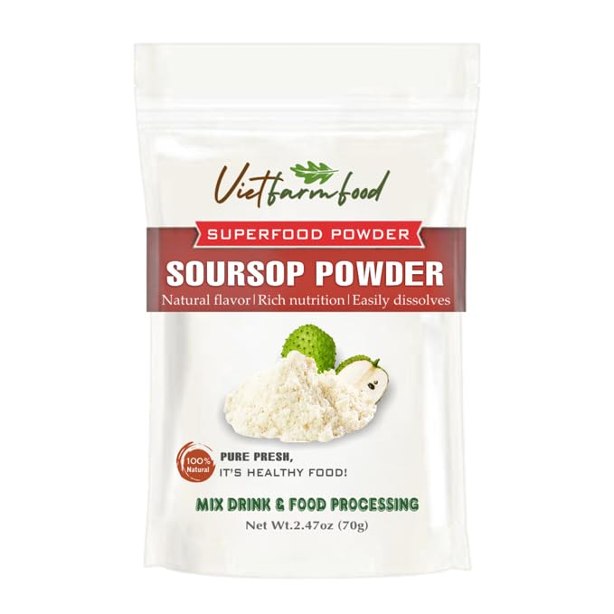SOURSOP POWDER 2.47 Oz (70g) VIETFARMFOOD: Freeze-Dried Extracted From 100% Pure, Sugar-Free. Used To Mix Mixed Drinks Fresh Fru