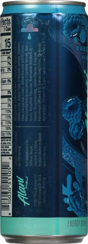 Alani Nu BREEZEBERRY Sugar Free  Low Calorie Energy Drinks | 200mg Caffeine | Pre Workout Performance with Antioxidants | Biotin B Vitamins | Zero Sugar | 10 Calories | 12 Fl Oz Cans (12 Pack)