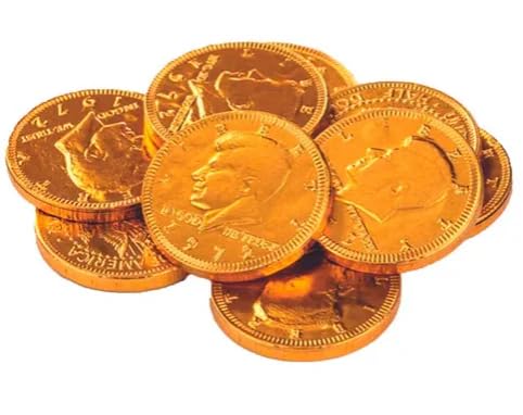 Holiday Gold Half Dollar Chocolate Coins. Milk Chocolate Coins For Birthdays, Christmas, Halloween Or Any Ocasion. Half Dollar G