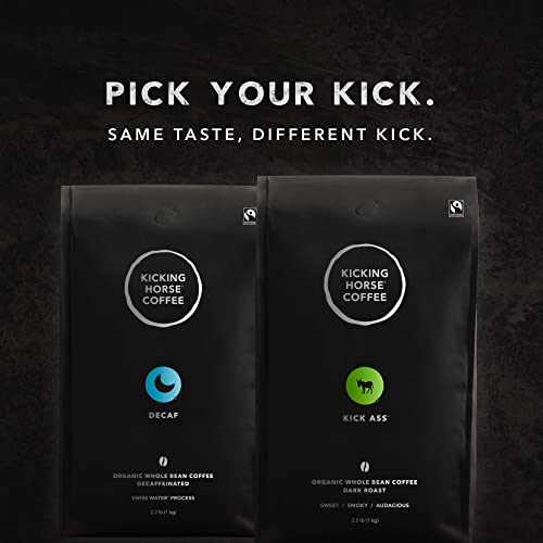 Kicking Horse Coffee, Swiss Water Process, Whole Bean, 2.2 Pound - Certified Organic, Fairtrade, Kosher Dark Roast Coffee, 35.2