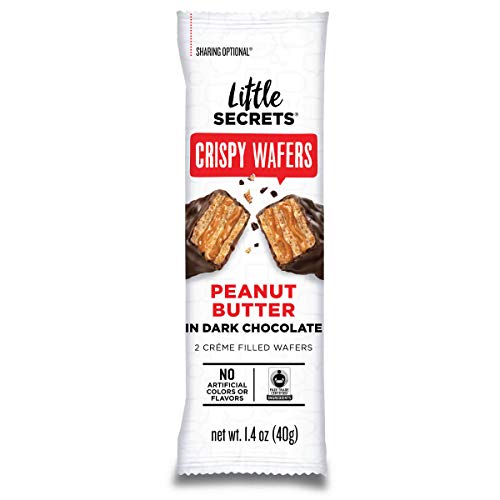 Little Secrets Crispy Wafers, Peanut Butter Flavor, Gourmet Dark Chocolate Candy, All Natural, Fair Trade Certified, No Artifici