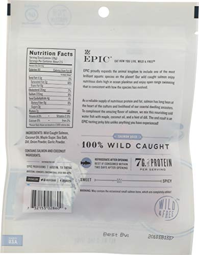 Epic Salmon Jerky Bites, Maple Glazed (Gluten Free) 2.5Oz (Pack Of 8)