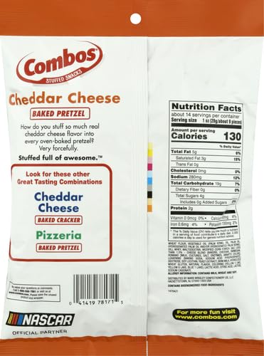 Combos Cheddar Cheese Baked Pretzel Snacks, 13.5 Oz. Bag, 13.5 Oz (Pack of 4)