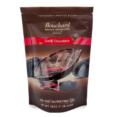 Bouchard Premium Belgian Dark Chocolate 72% Cacao, Individually Wrapped, 1 LB