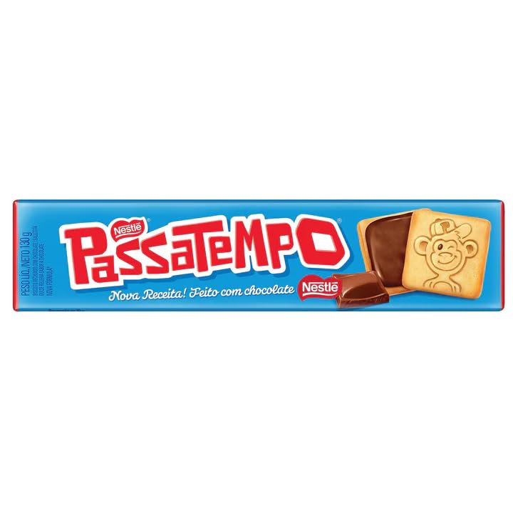 Brazilian Corner Biscoito Passatempo Recheado Sabor Chocolate130g | Strawberry Filled Cookie 4.58 oz | Chocolat Filled Cookie 4.