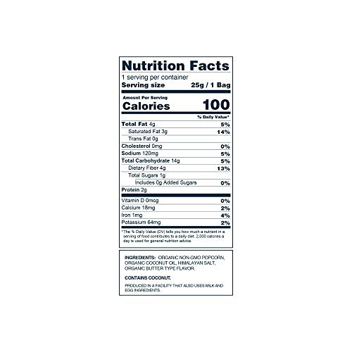 Lesserevil Himalayan Gold Organic Popcorn, No Artificial Ingredients, 0.88 Ounce (Pack of 25)