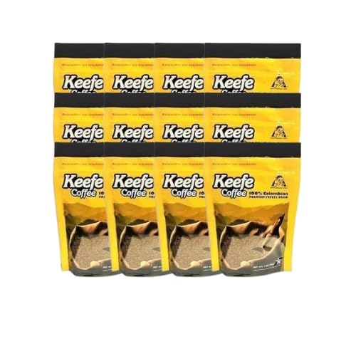 Keefe Coffee 100% Colombian Premium Freeze Dried Coffee 3oz SEALED BAG (3 Ounce (Pack of 12), Coffee)