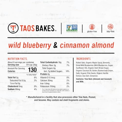 Taos Bakes Wild Blueberry & Cinnamon Granola - Gluten Free, 10 oz (Pack of 6)