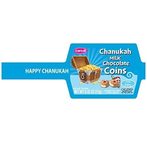 The Dreidel Company Hanukkah Chocolate Gelt - Milk Chocolate Coins, Kosher Certified, 0.42 oz each, Pack of 24