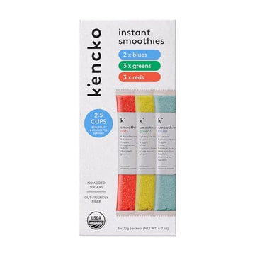 kencko Smoothie Mix Variety Pack - 8 Instant Breakfast Smoothies - 100% Organic Fruit And Vegetable Superfoods, Natural, Healthy