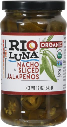 RIO LUNA Organic Nacho Sliced Jalapenos, 12 OZ (Pack of 4)