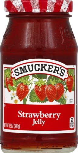 Smuckers Strawberry Jelly, Made With Real Fruitjuice, 12 Oz Glass Jar (Pack Of 1)