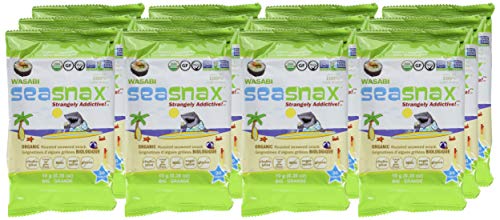 Seasnax Seaweed Snax - Organic - Wasabi - Case Of 12 - .36 Oz