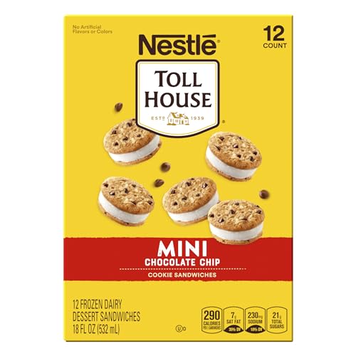 Tollhouse Mini Vanilla Chocolate Chip Cookie Sandwiches, 18 Fl Oz (Frozen), 12 Count