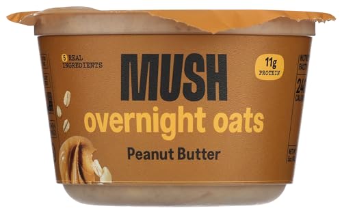 MUSH Overnight Oats - Peanut Butter Protein - 15g of Protein, Good Source of Fiber, Non-GMO, Dairy Free, Gluten Free, 5oz