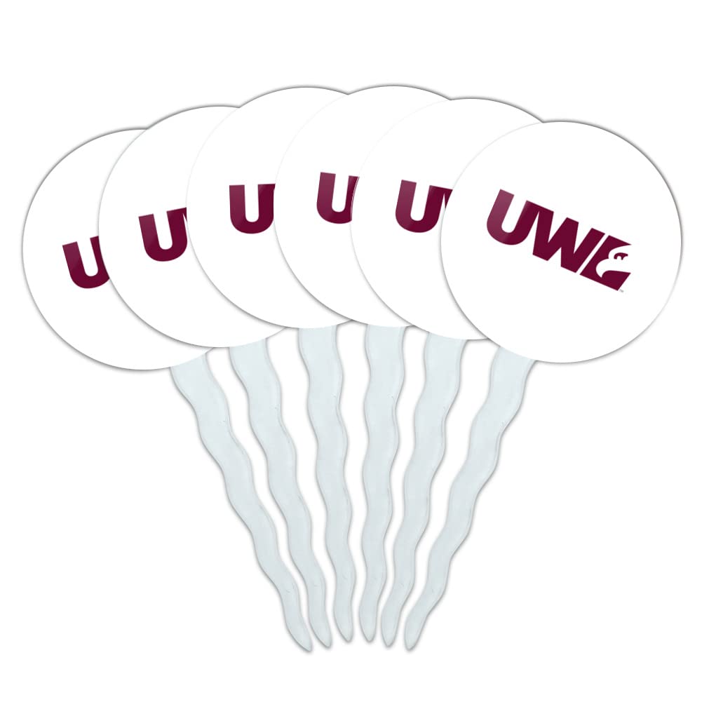 University of Wisconsin - La Crosse University Secondary Logo Cupcake Picks Toppers Decoration Set of 6