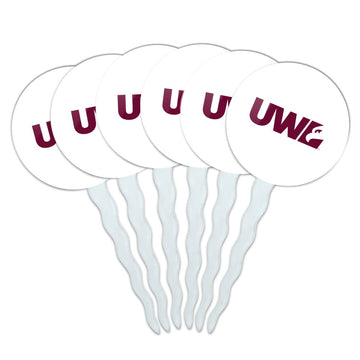University of Wisconsin - La Crosse University Secondary Logo Cupcake Picks Toppers Decoration Set of 6