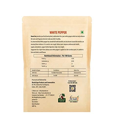 Dawn Lee Whole White Peppercorns | Sabut Safed Mirch | Whole Spice For Cooking, Seasoning & Marinades (200 Gram)