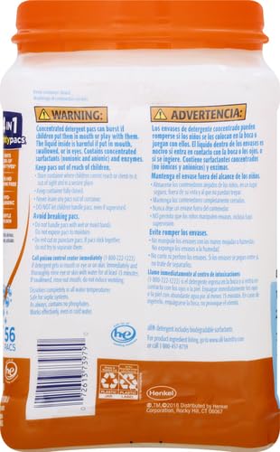 All Laundry Detergent Pacs, Mighty Pacs With Oxi Stain Removers And Whiteners, Free Clear, Unscented And Dye Free, 56 Count