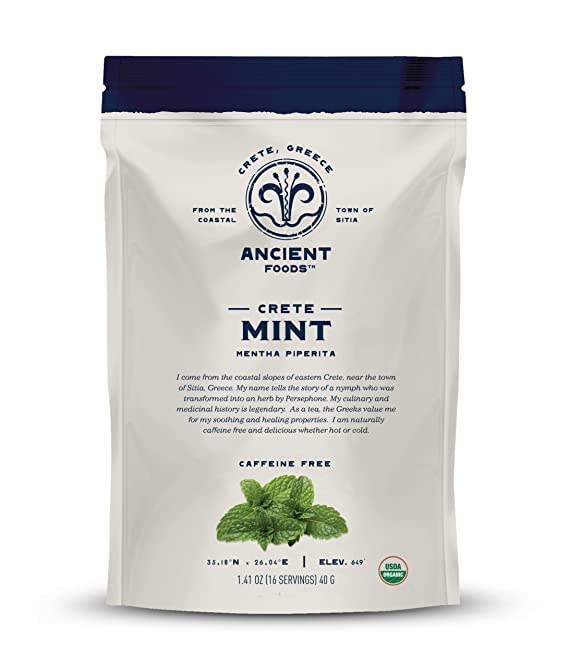 Ancient Foods Organic Mint Tea - Mint Loose Leaf Tea  Organic And Energy Blend Free Tea Leaves From Crete (40G)