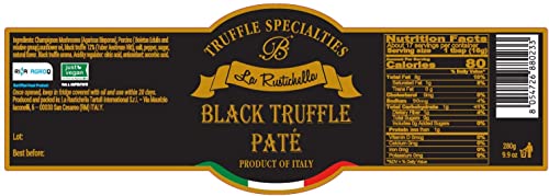 La Rustichella - Black Truffle Pat 9.88 oz (280 gr) - 100% Made in Italy | Vegan  Gluten-Free  Cholesterol-Free