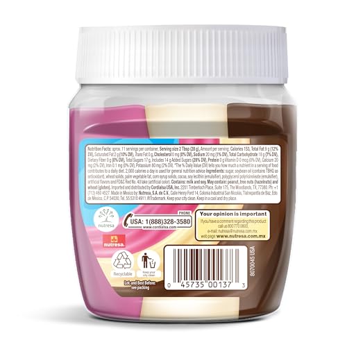 Nucita Trisabor Spreadable, Creamy Candy Chocolate, Vanilla and Strawberry, 10.6 Oz Jar, Pack of 1